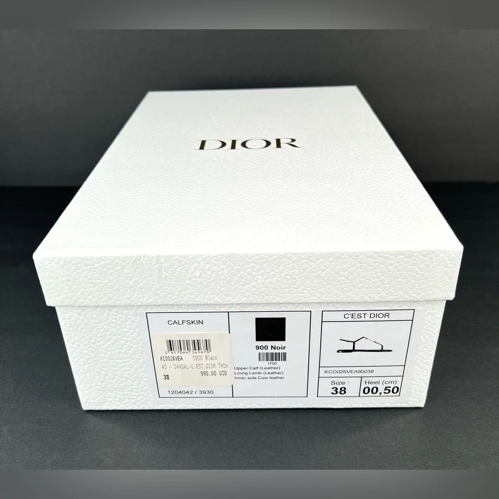 Dior  C'est Dior Thong Sandals Christian Dior Logo CD Leather Flats Size EU 38 - Picture 2 of 16